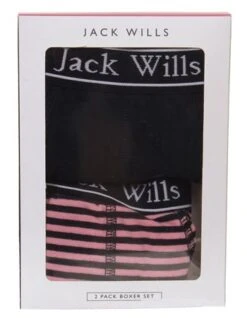 Jack Wills Navy/Pink Chetwood Stripe Boxers - 2 Pack Set. -Jack & Jones Store 11228 2
