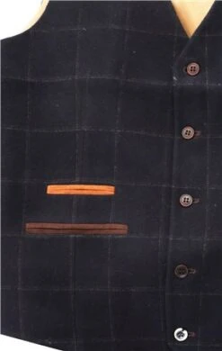 Fratelli Navy Windowdane Check Waistcoat -Jack & Jones Store 13251 2