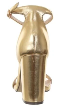 4th & Reckless Gold Foil Sarah Basic Single Strap Block Heel Sandal -Jack & Jones Store 13793 2