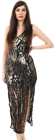 Parisian Black Sequin Side Split Maxi Dress