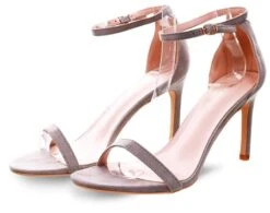 No Doubt Grey Ankle Strap Heeled Shoe