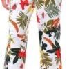 Parisian White Floral Border Wide Leg Trousers