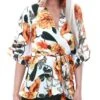 Ax Paris Orange Floral Frill Wrap Top