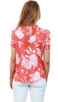 Fashion Union Coral / Red Floral Top -Jack & Jones Store 15858 3