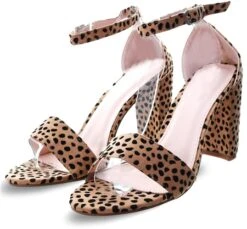 Krush Leopard Suedette Block Heel