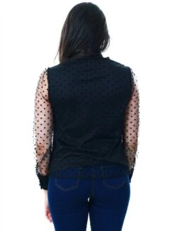 Parisian Black Dobby Mesh Pussy Bow Blouse -Jack & Jones Store 17090 3