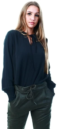 Vila Black Aia Smock Collar Top