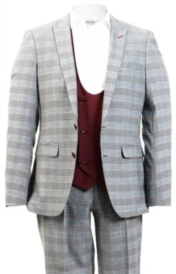 Alex & Turner Grey Zane Checked 3 Piece Suit