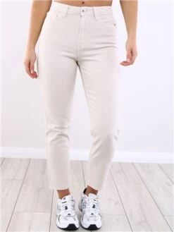 Only Stone / Ecru Emily High Waist Straight Jeans