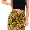 Brave Soul Mustard Zebra Print Satin Midi Skirt