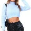 Glamorous Cosy Blue High Neck Cropped Jumper