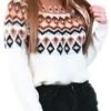 Only Beige / Beaver Fur Patterned Knitted Pullover
