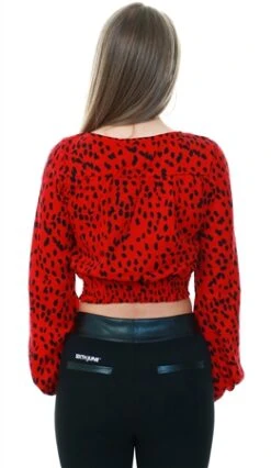 Ax Paris Red Animal Printed Front Knot Crop Top -Jack & Jones Store 20531 3