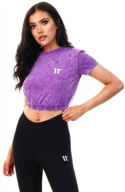 11 Degrees Purple Acid Wash Cropped T-Shirt