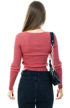 Brave Soul Antique Rose Ribbed Cropped Cardigan -Jack & Jones Store 21008 3