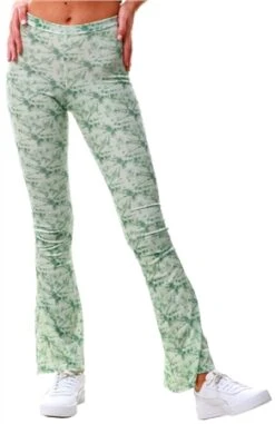 Daisy Street Green Tie-Dye Flared Trousers