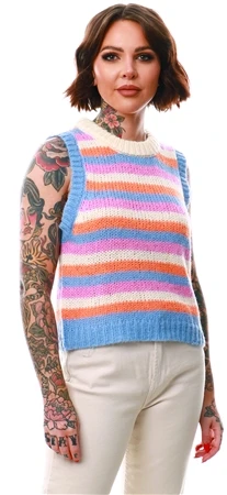 Pieces Cyclamen Stripped Sweater Vest