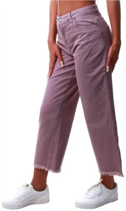 Noisy May Lilac Amanda Wide Leg Cropped Jeans