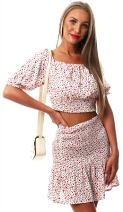 Urban Bliss Cream Frill Floral Skirt