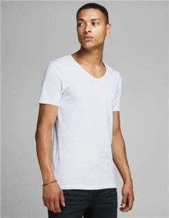 Jack & Jones White Basic V-Neck Regular Fit T-Shirt -Jack & Jones Store 22163 3
