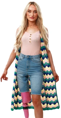 Vivichi Blue Stripe Knitted Sleeveless Cardigan