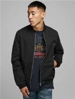Jack & Jones Black Bomber Jacket -Jack & Jones Store 22356 3