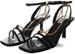 No Doubt Black Strappy Chain Heels