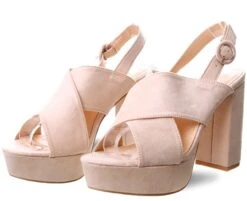 No Doubt Beige Suede Block Platform Heel