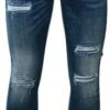 Pre London Medium Blue Wash Capri Distressed Ripped Skinny Jeans
