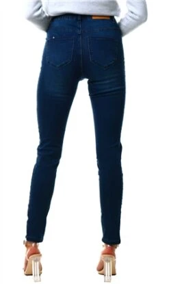 Noisy May Dark Blue Denim Nmcallie Front Ankle Slit High Waisted Jeans -Jack & Jones Store 22996 3