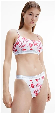 Calvin Klein Lilium Print Strawberry Shake String Bralette - Ck One