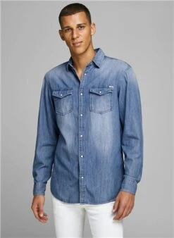 Jack & Jones Blue / Medium Blue Denim Denim Shirt -Jack & Jones Store 23114 3