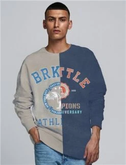 Jack & Jones Cement / Oversize Brooklyn Sweat Crew Neck -Jack & Jones Store 23290 3