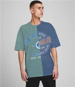 Jack & Jones Navy Blazer Split Front Print T-Shirt -Jack & Jones Store 23293 3