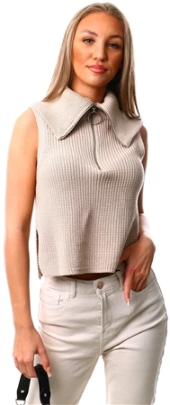 Veromoda Beige / Birch Cropped Knitted Vest