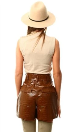 Veromoda Brown / Emperador High Waisted Coated Shorts -Jack & Jones Store 23625 3