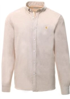 Ottomoda Tan Long Sleeve Oxford Shirt