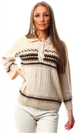 Vila Birch / Cream Button Knitted Jumper