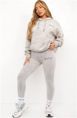 Gym King Grey Acid Washed Graphic Legging -Jack & Jones Store 23860 2