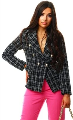 Cutie London Black Check Button Detail Blazer
