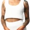 Urban Bliss Cream Fluffy Vest Cropped Top