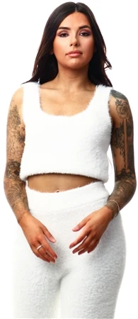 Urban Bliss Cream Fluffy Vest Cropped Top