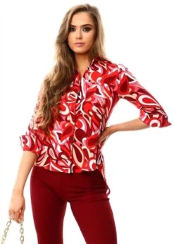 Cutie London Red Pattern Print Blouse