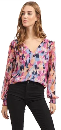 Vila Purple / Magenta Haze Falia Long Sleeved V-Neck Top