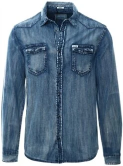 Guess Blue Slim Fit Denim Shirt