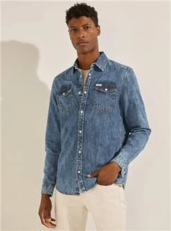 Guess Blue Slim Fit Denim Shirt -Jack & Jones Store 24188 3