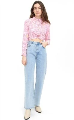 Veromoda Pink / Parfait Pink Printed Crop Shirt -Jack & Jones Store 24281 2