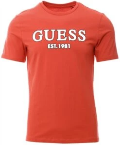 Guess Red Printed Logo T-Shirt