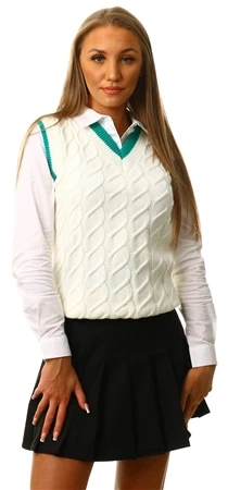 Vivichi White / Green Cable Knit Vest