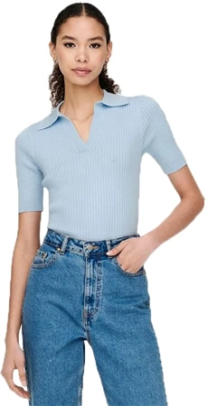 Only Cashmere Blue Nimone Short Sleeved Polo Knitted Pullover